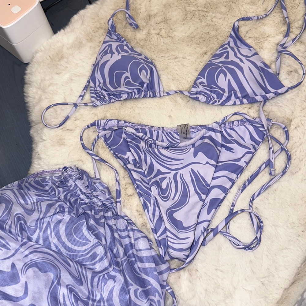 Three piece bikini set purple